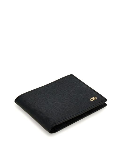 Ferragamo Black Gancini Bi-fold Leather Wallet for men