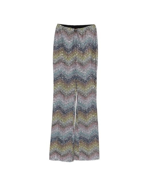 Missoni Gray Zigzag-Knit Flared Trousers