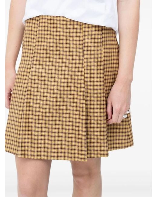 HUGO Natural Plaid Pleated Mini Skirt