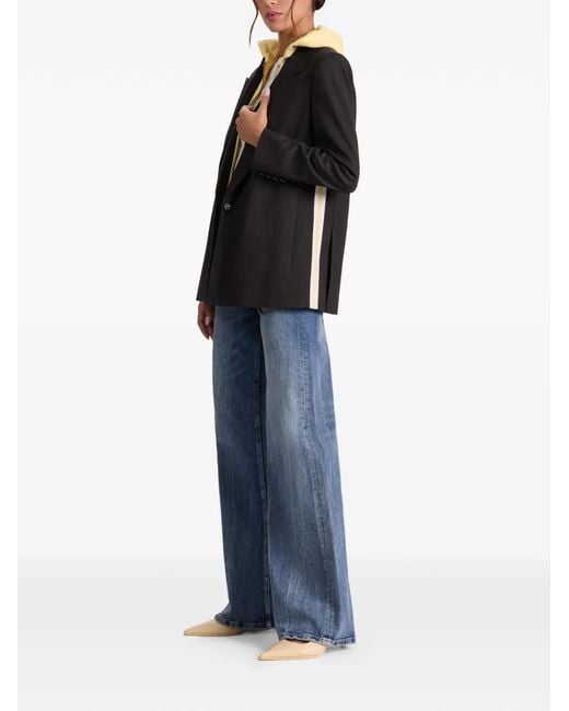 Alice + Olivia Black Blazer Jordan À Bande Latérale Et Capuche Détachable