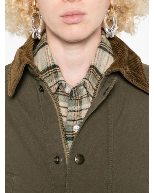 Polo Ralph Lauren Green Corduroy-Collar Flap-Pocket Coat