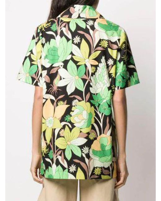 Fendi Floral Print Short Sleeve Shirt Green