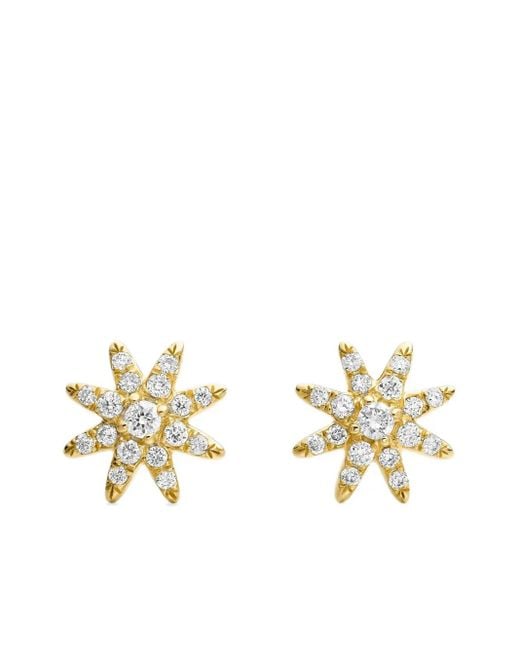 David Yurman Metallic 18Kt Petite Starburst Diamond Stud Earrings (7.5Mm)