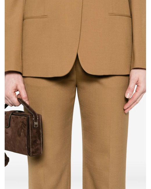Alberta Ferretti Natural Straight-Leg Tailored Pants With Mid-Rise Waist