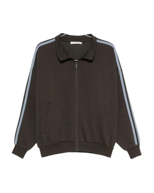 6397 Black Stripe-Detail Zip-Up Jacket