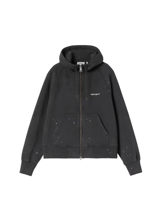 Carhartt Black Paint-Splatter Logo-Print Hoodie