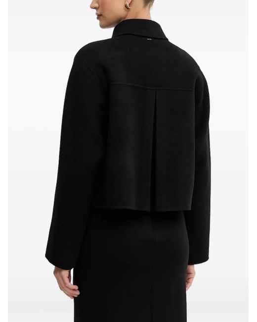 Boss Black Button-Fastening Collared Single-Breasted Coat