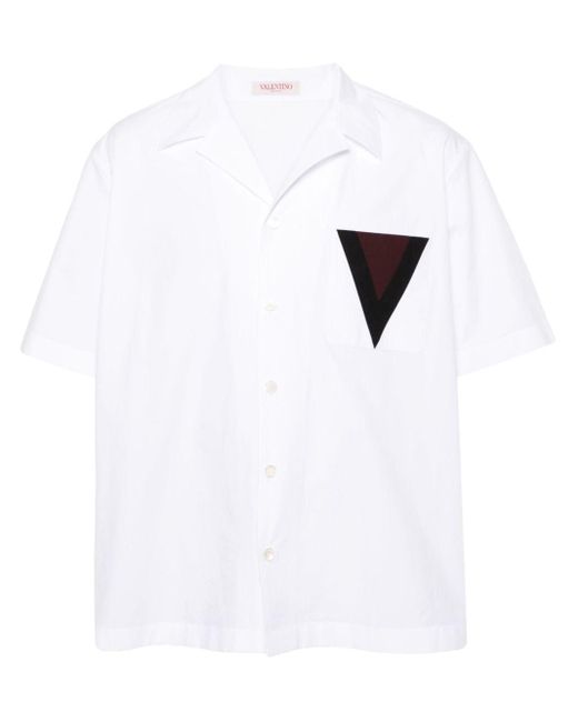 Valentino Garavani White Camp-collar Poplin Shirt for men