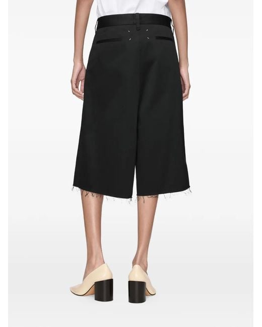 Maison Margiela Black Raw-Hem Wrap Shorts