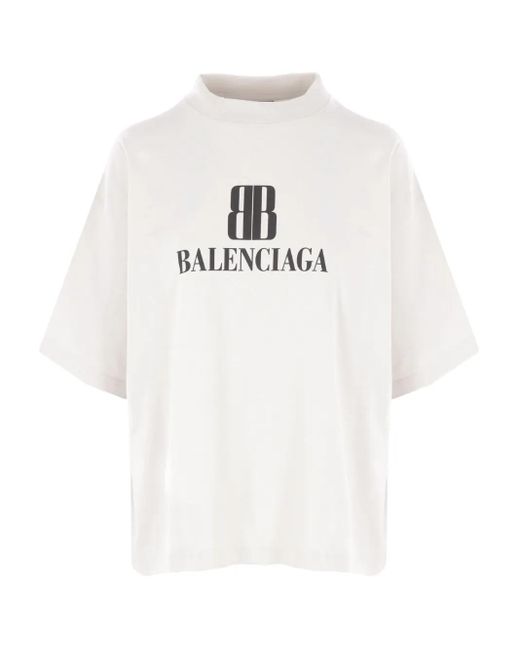 Camiseta De Jersey De Algodon Con Logo Balenciaga de color White