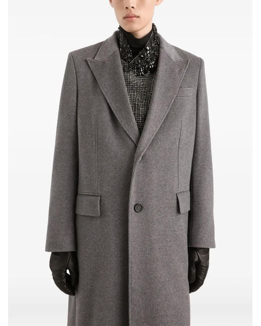 Dolce & Gabbana Gray Double-Breasted Cashmere Coat for men