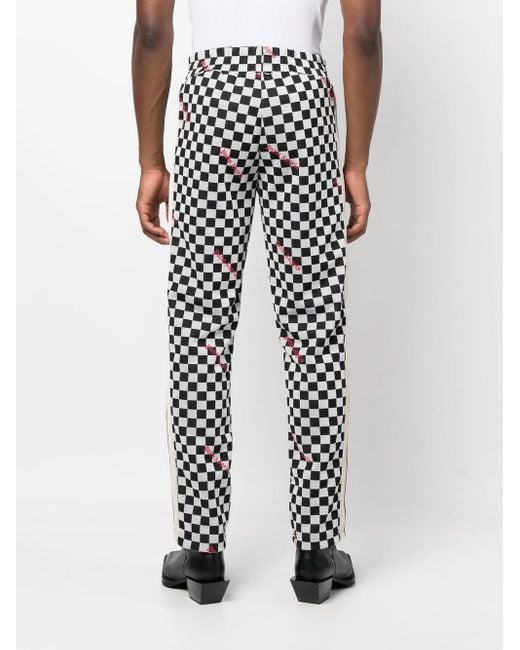 Palm Angels Black Check-Pattern Track Pants for men