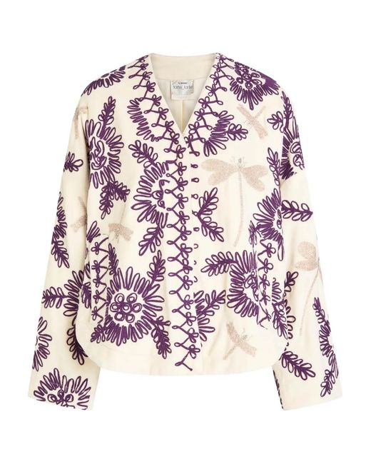 Forte_forte Pink Veste À Fleurs Brodées