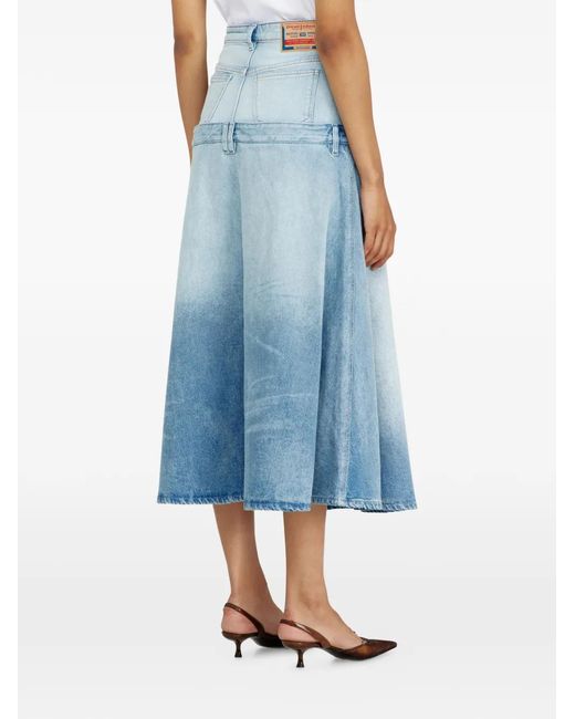 DIESEL Blue Layered-Effect Flared Skirt
