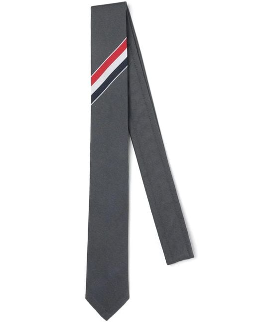 Thom Browne Gray Rwb Stripe Necktie for men