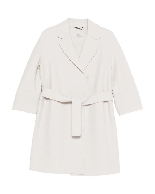 Max Mara White Mantel mit Bindegürtel