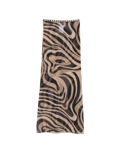 Emilio Pucci Natural Marmo Print Maxi Skirt