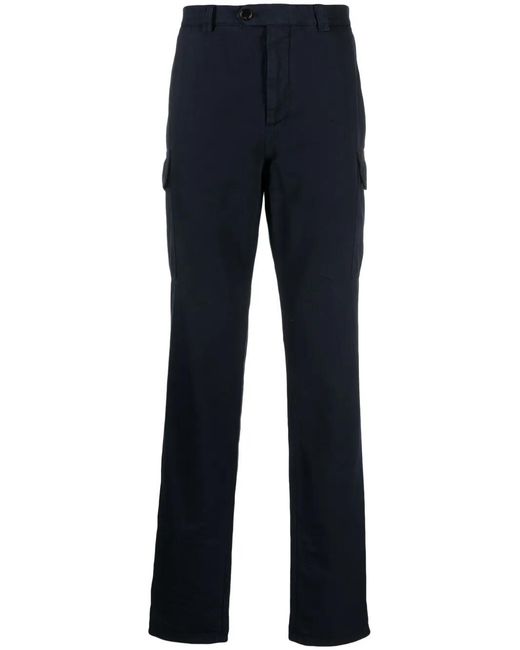 Brunello Cucinelli Blue Cargo-Pockets Cotton Trousers for men