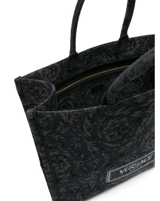Versace Black Barocco Athena Large Tote Bag - Unisex - Polyamide/cotton/acrylic/calf Leather