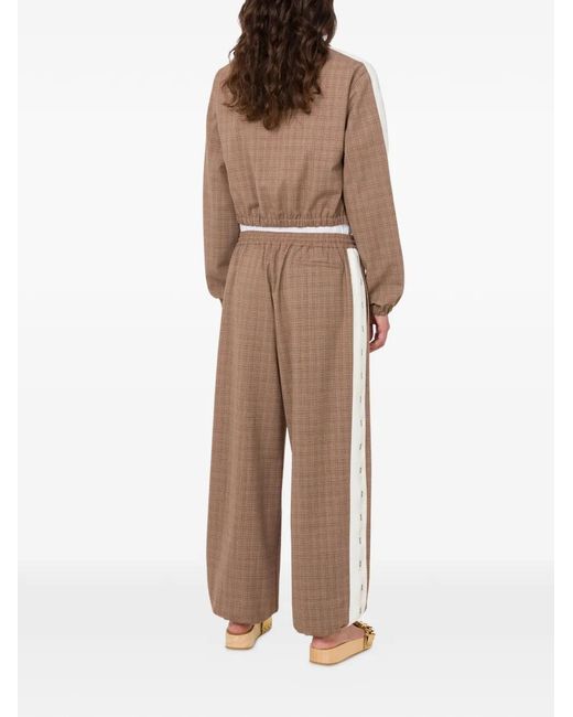Moschino Natural Checked-Pattern Cropped Jacket