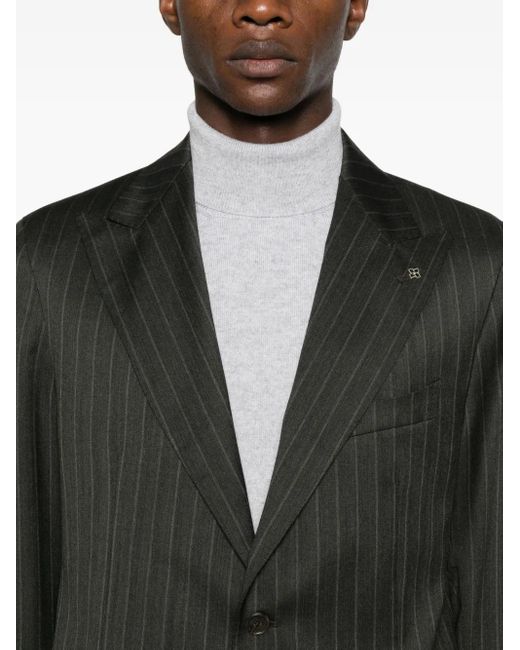 Tagliatore Black Pinstripe Single-Breasted Suit for men