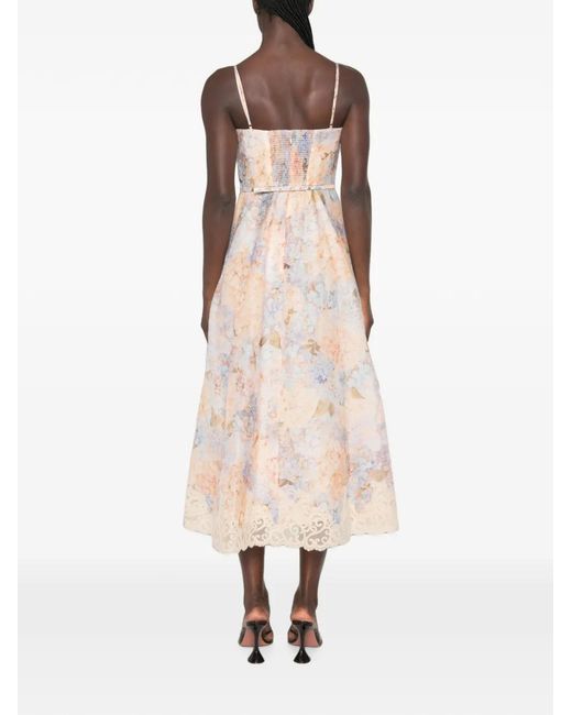 Zimmermann Pink Valiant Floral-Print Midi Dress