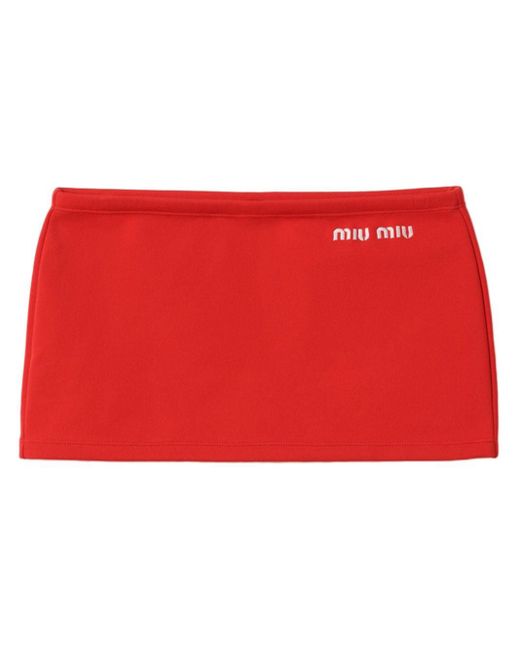 Minigonna con ricamo di Miu Miu in Red
