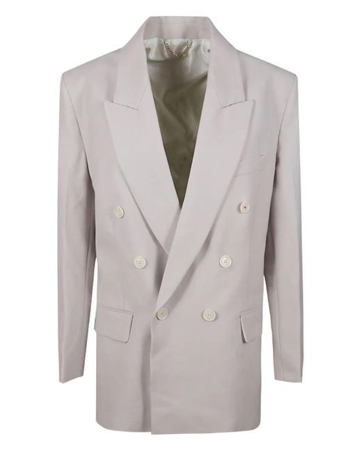 Victoria Beckham Gray Double-Breasted Jacket