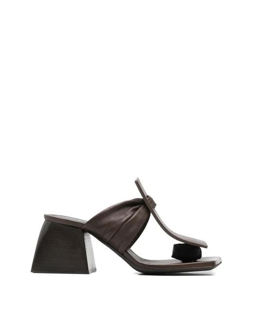 Uma Wang Brown Ruched Square-Toe Sandals