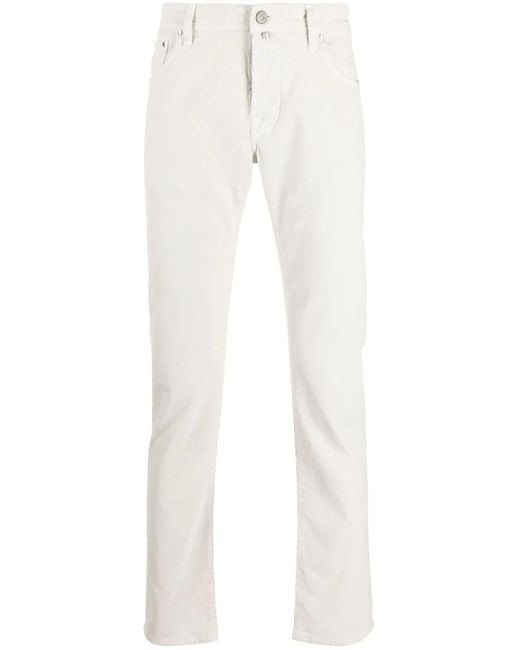 Jacob Cohen White Corduroy Straight-Leg Jeans for men