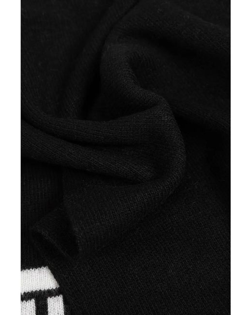 Moschino Black Intarsia Knit-Logo Scarf