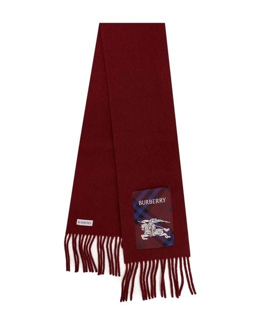 Sciarpa Con Frange E Applicazione Logo di Burberry in Red