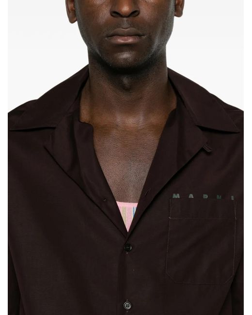 Marni Red Logo-Print Short-Sleeve Shirt for men