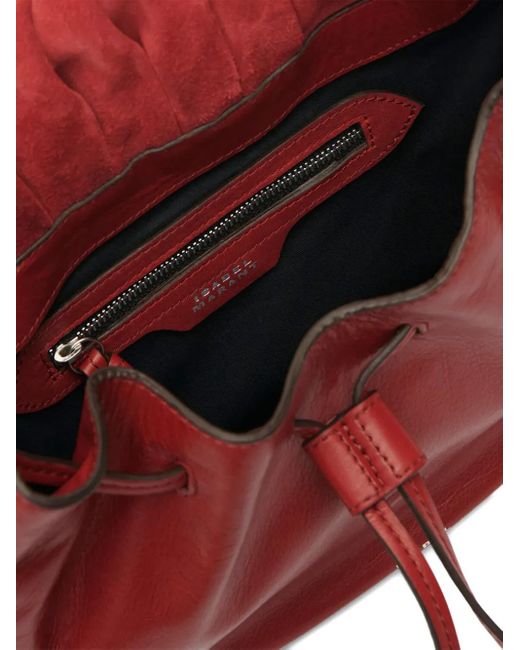Isabel Marant Red Pleated Drawstring Shoulder Bag