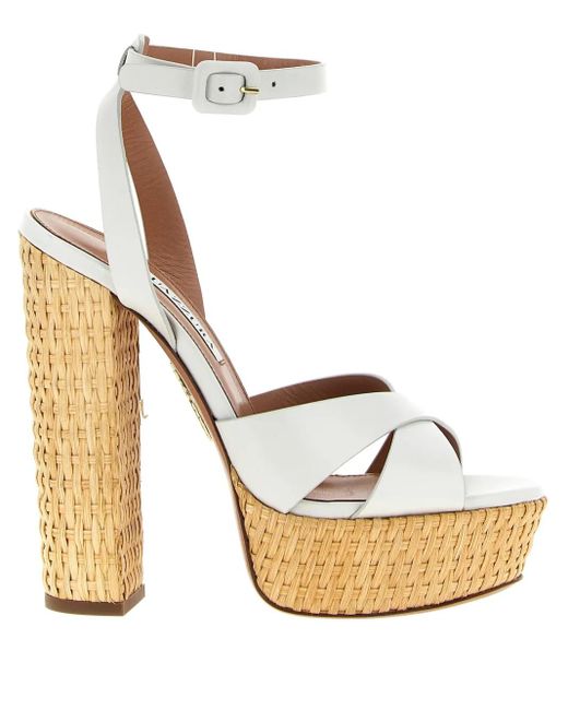 Aquazzura 140mm Sunseeker Sandals Metallic