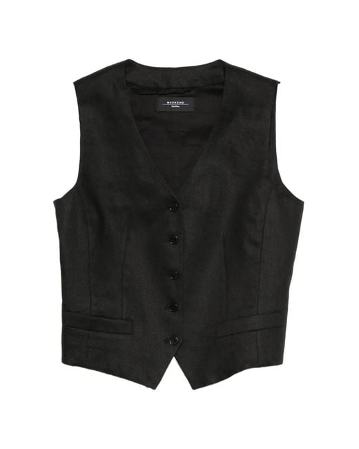 Weekend by Maxmara Black Button V-Neck Waistcoat