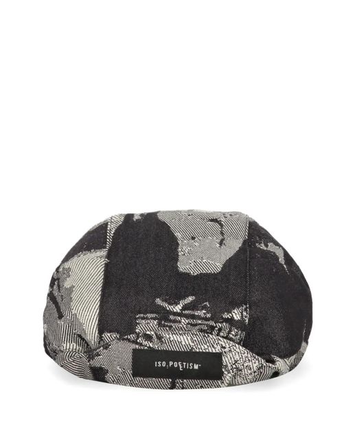 ISO.POETISM Black Abstract-Print Hat for men