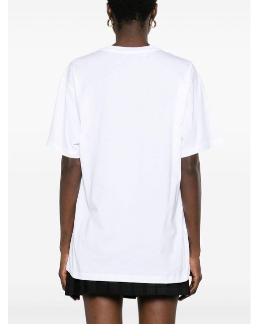Moschino Katoenen T-shirt Met Geborduurd Logo in het White