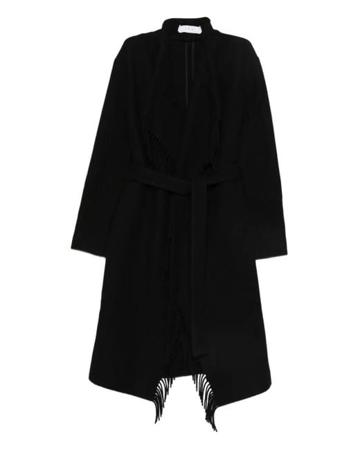 IRO Black Fringed Belted Coat