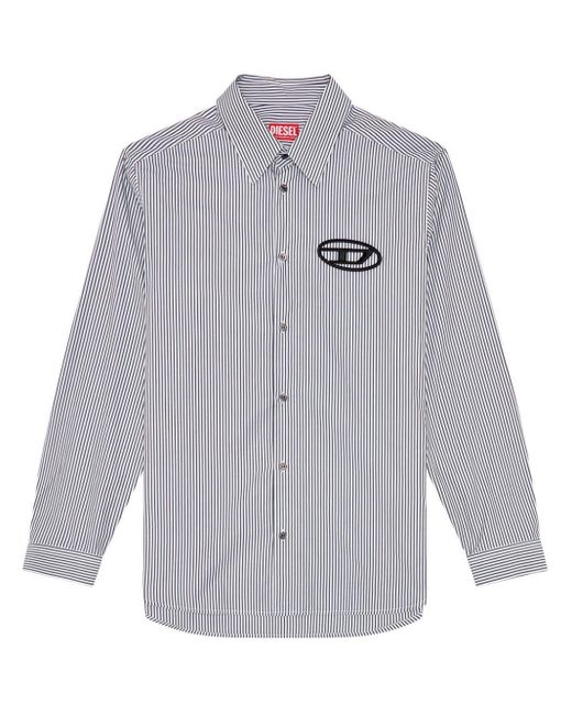 DIESEL Gray S-simply-e Striped Cotton Shirt for men