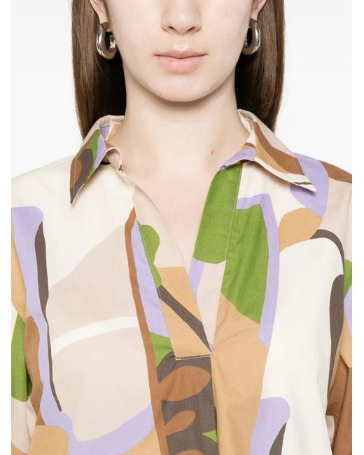 Marella White V-Neck Printed Top