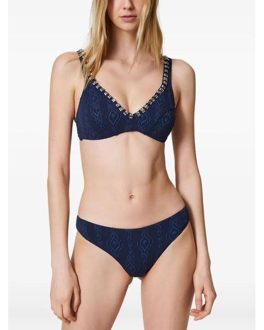 Twinset Blue Patterned Bikini Bottom
