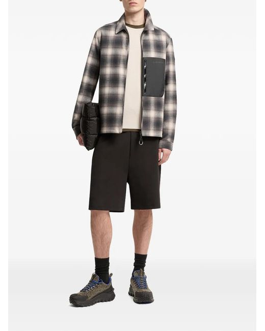 Moncler Gray Check-Pattern Padded Coat for men