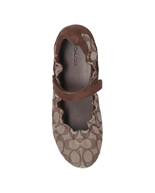 COACH White Patterned Strap Ballet Flats