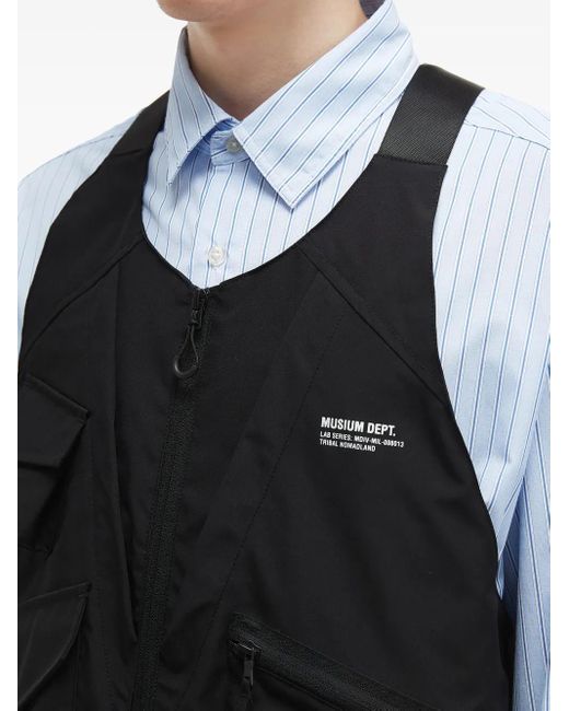 Musium Div. Black Logo-Print Waistcoat for men