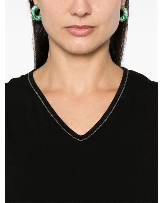 Fabiana Filippi Black V-Neck Top