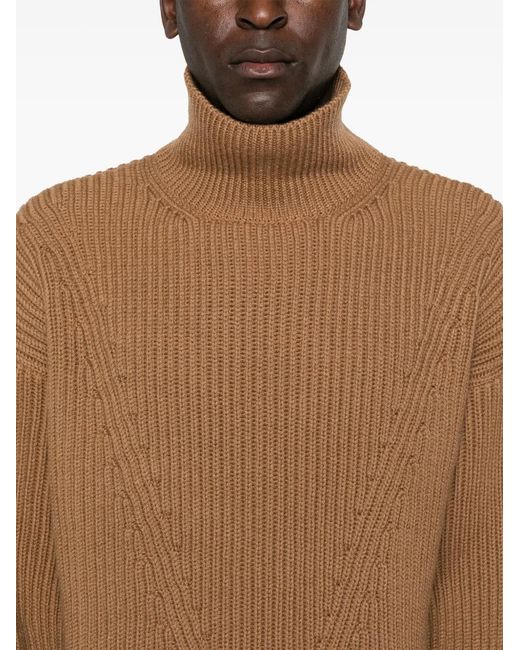 Jil Sander Brown Roll-Neck Wool Jumper for men