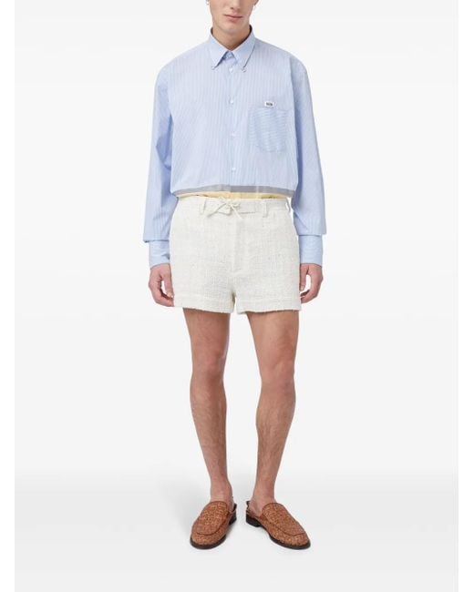 Gcds White Sequin-Embellished Tweed Shorts