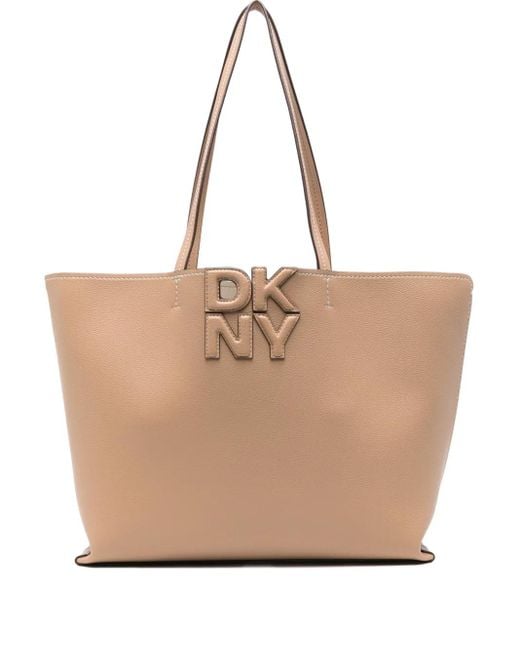 DKNY Natural Large Logo-Plaque Tote Bag