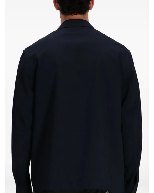 Boss Blue Notched-Collar Button-Up Jacket for men